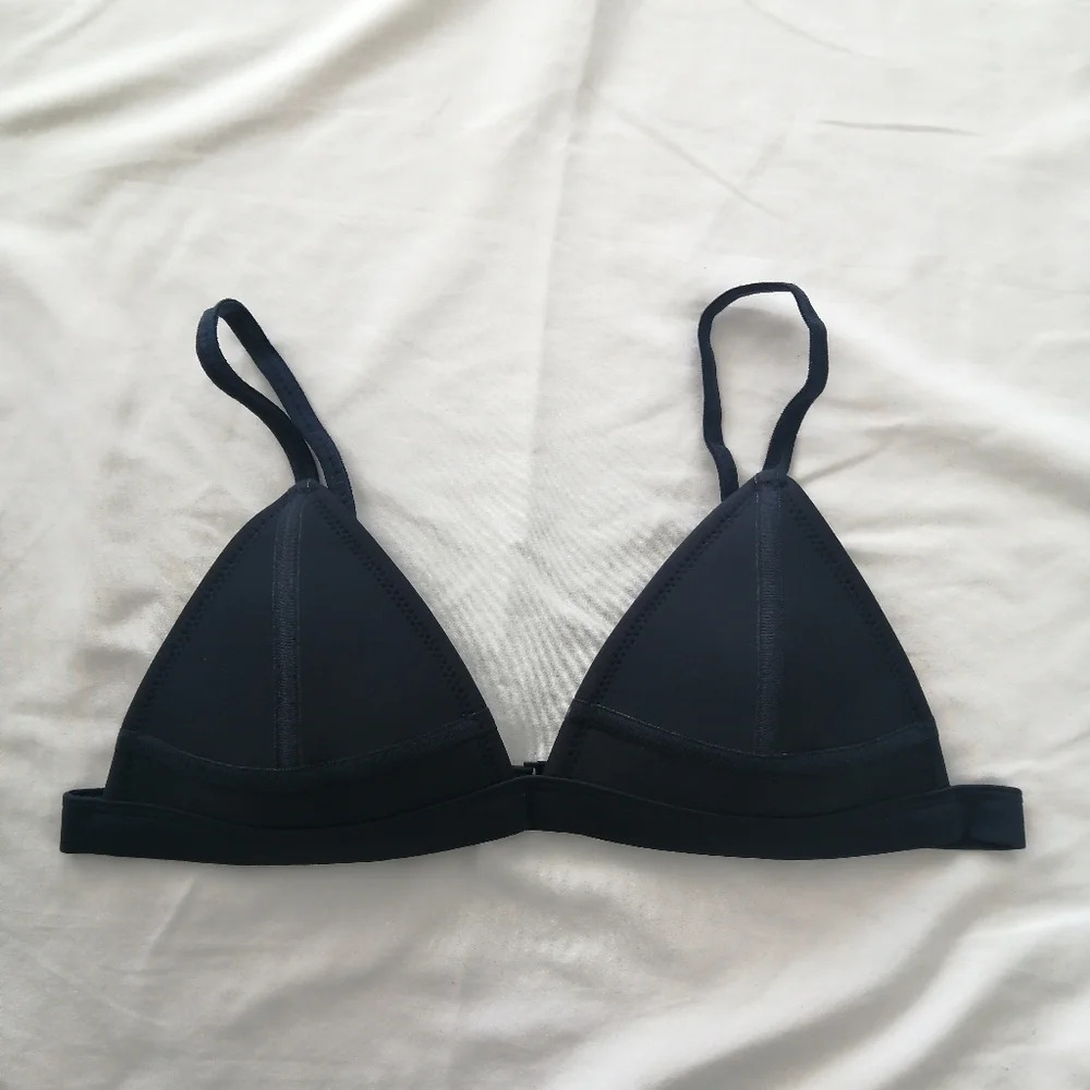 Triangl Swimwear Navy Neoprene Bikini Top Triangle Cups Small *Top Only* - Picture 7 of 13